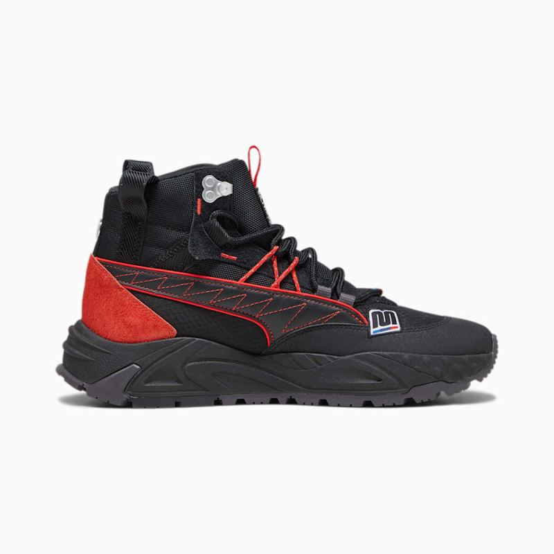 Puma | Men's BMW M Motorsport RS-Trck Mid Boot Garage Crews Sneakers - Black-Pop Red