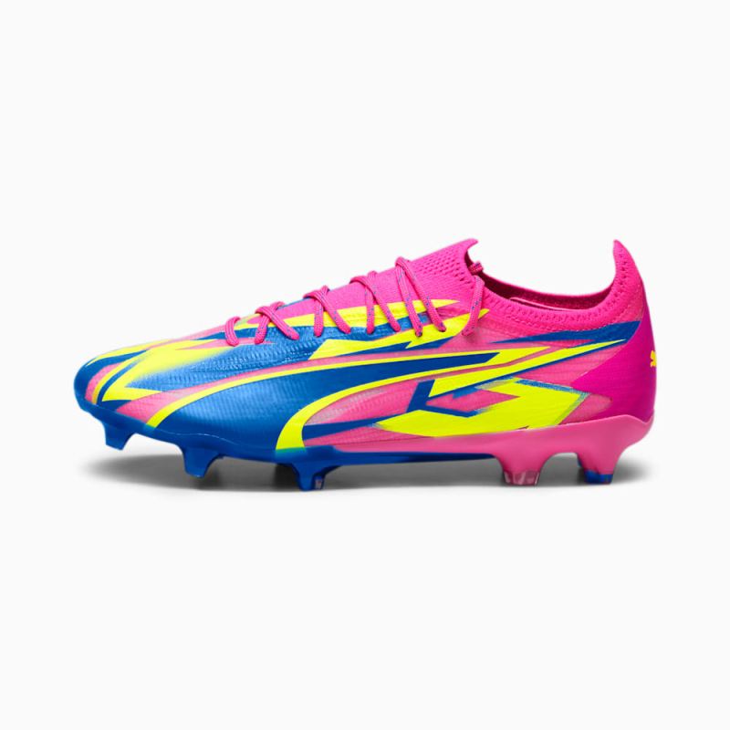 Puma | Men's ULTRA ULTIMATE ENERGY FG/AG Soccer Cleats - Luminous Pink-Ultra Blue-Yellow Alert