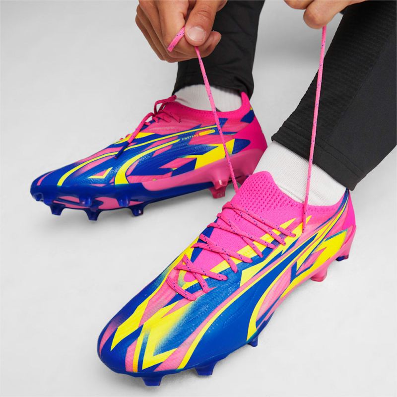 Puma | Men's ULTRA ULTIMATE ENERGY FG/AG Soccer Cleats - Luminous Pink-Ultra Blue-Yellow Alert