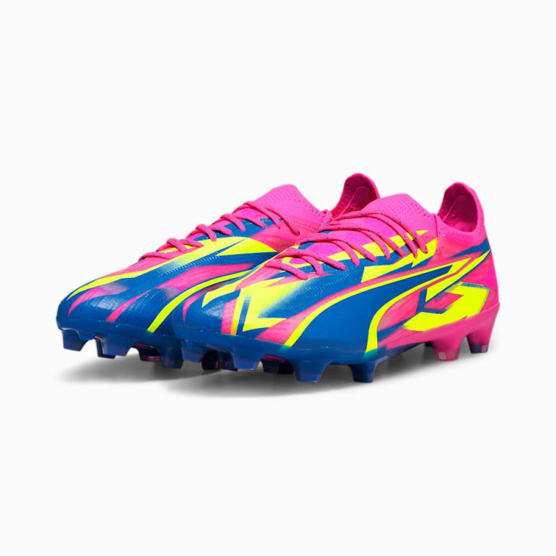 Puma | Men's ULTRA ULTIMATE ENERGY FG/AG Soccer Cleats - Luminous Pink-Ultra Blue-Yellow Alert