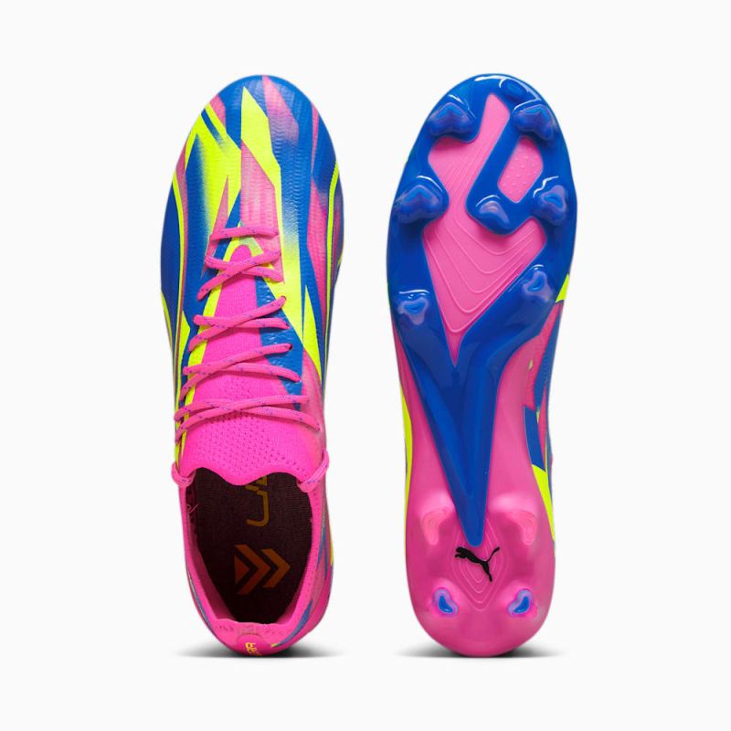 Puma | Men's ULTRA ULTIMATE ENERGY FG/AG Soccer Cleats - Luminous Pink-Ultra Blue-Yellow Alert