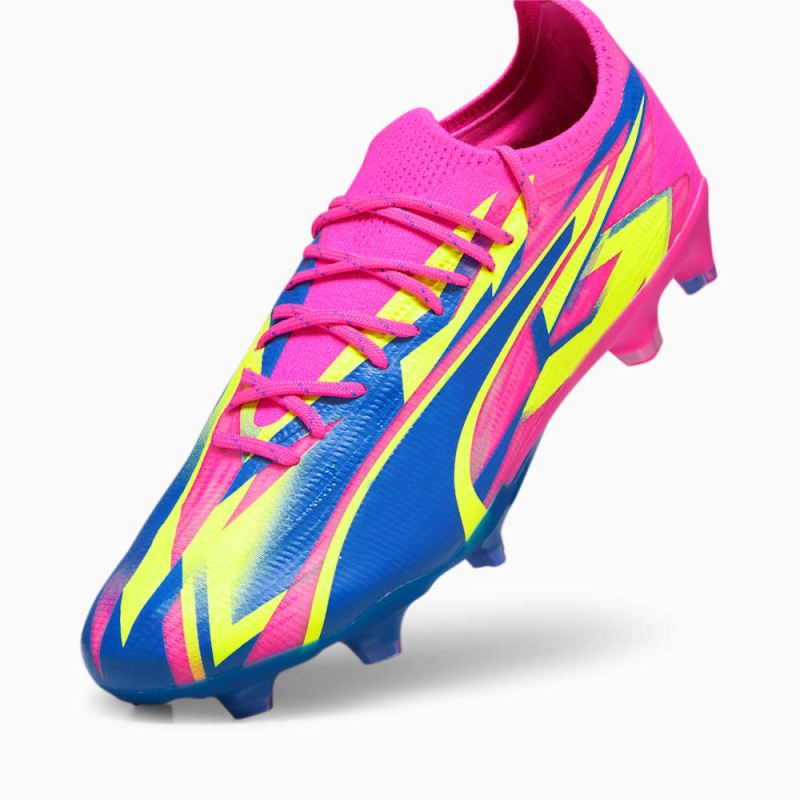 Puma | Men's ULTRA ULTIMATE ENERGY FG/AG Soccer Cleats - Luminous Pink-Ultra Blue-Yellow Alert