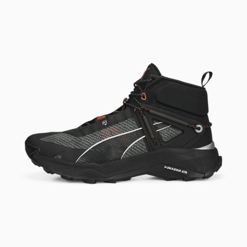 Puma | Men's SEASONS Explore NITRO Mid Hiking Shoes - Black-Silver-Chili Powder - Click Image to Close