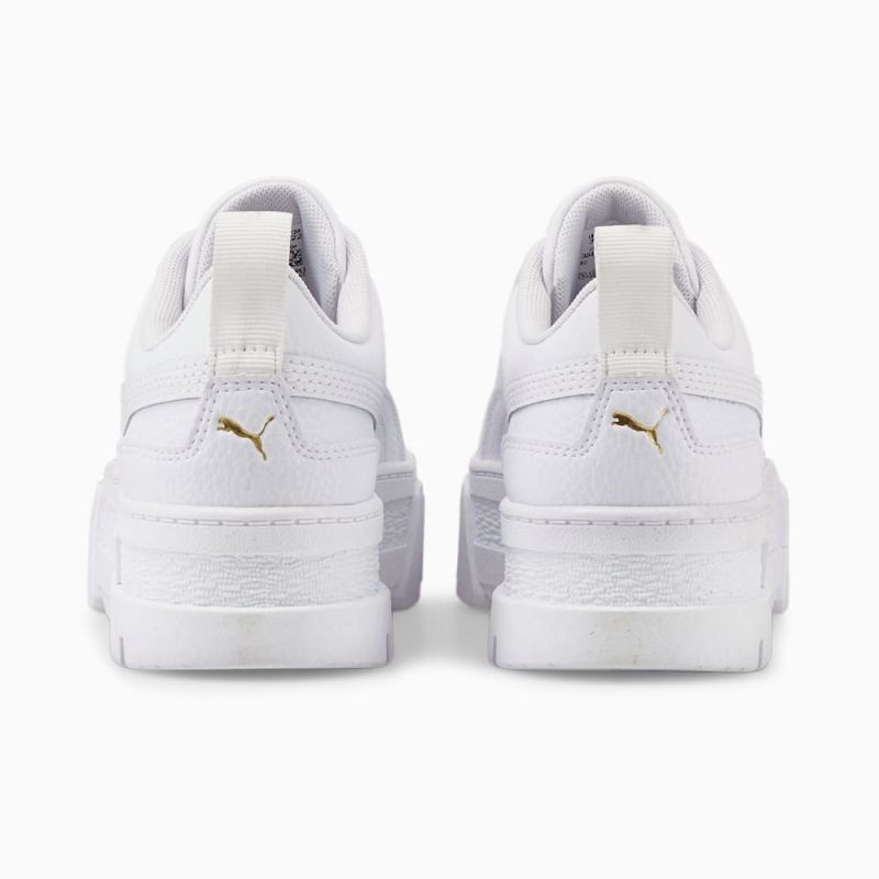 Puma | Girls Mayze Leather Big Kids Sneakers - White-Team Gold