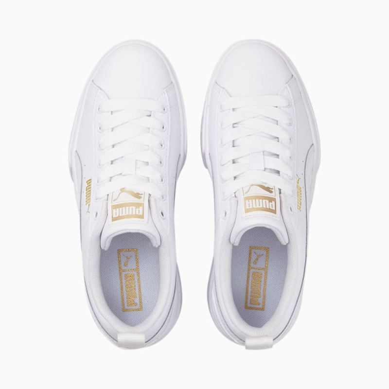 Puma | Girls Mayze Leather Big Kids Sneakers - White-Team Gold