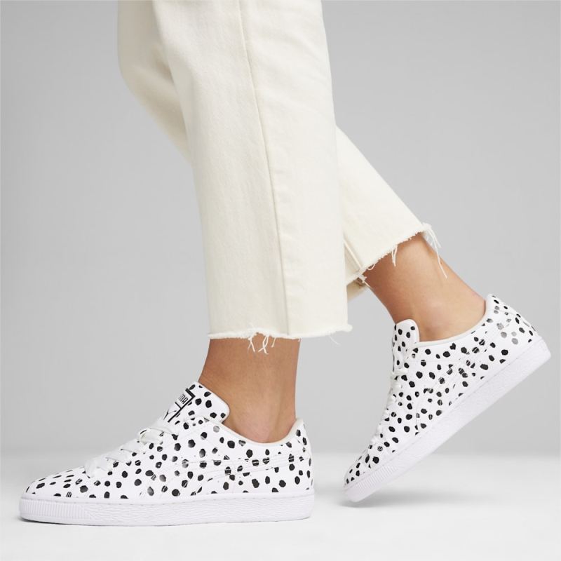 Puma | Women's Basket Dalmatian Sneakers - White-Black