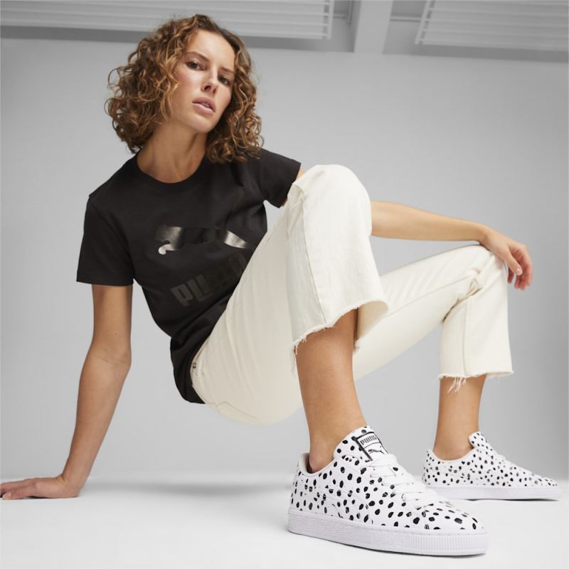 Puma | Women's Basket Dalmatian Sneakers - White-Black