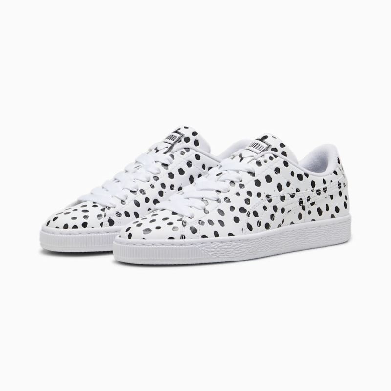 Puma | Women's Basket Dalmatian Sneakers - White-Black