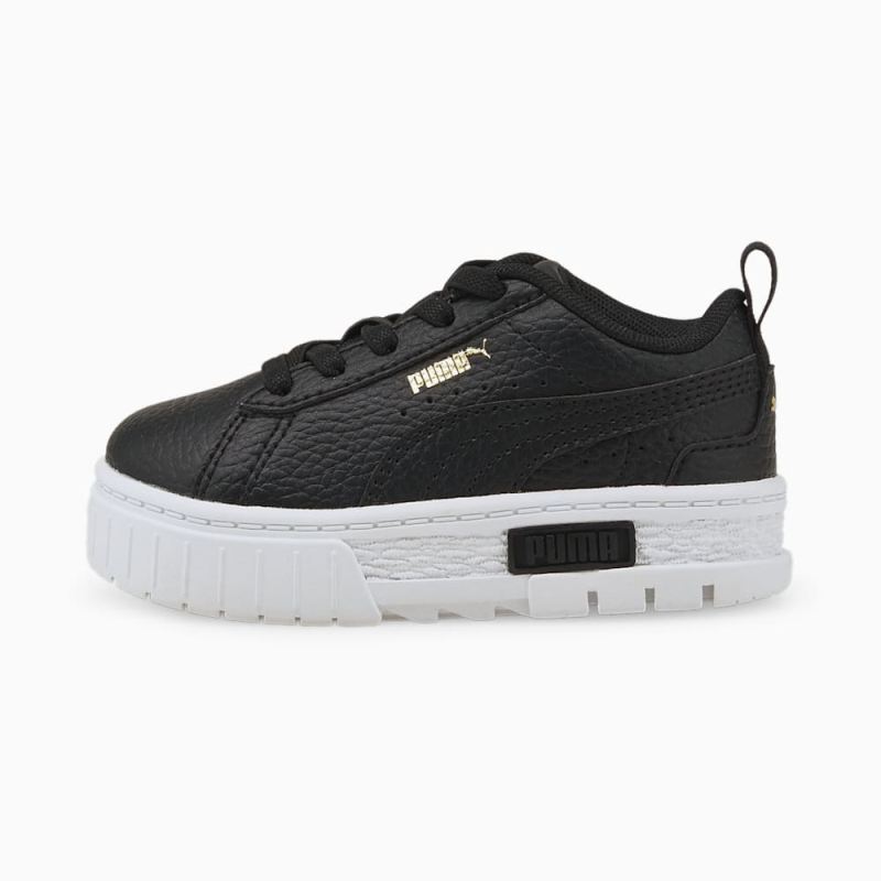 Puma | Girls Mayze Leather Toddler Shoes - Black-Team Gold