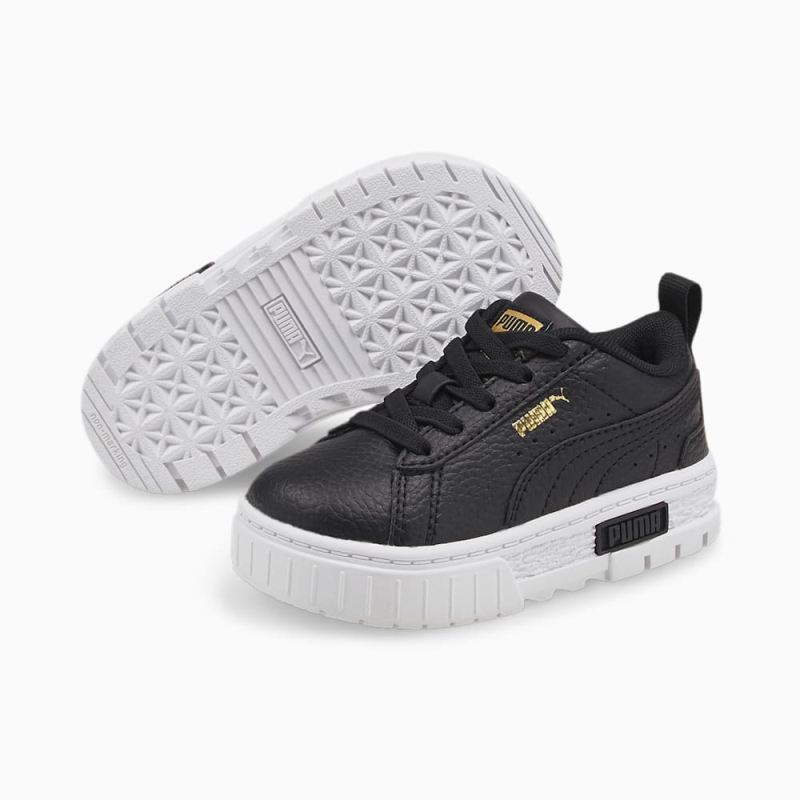 Puma | Girls Mayze Leather Toddler Shoes - Black-Team Gold