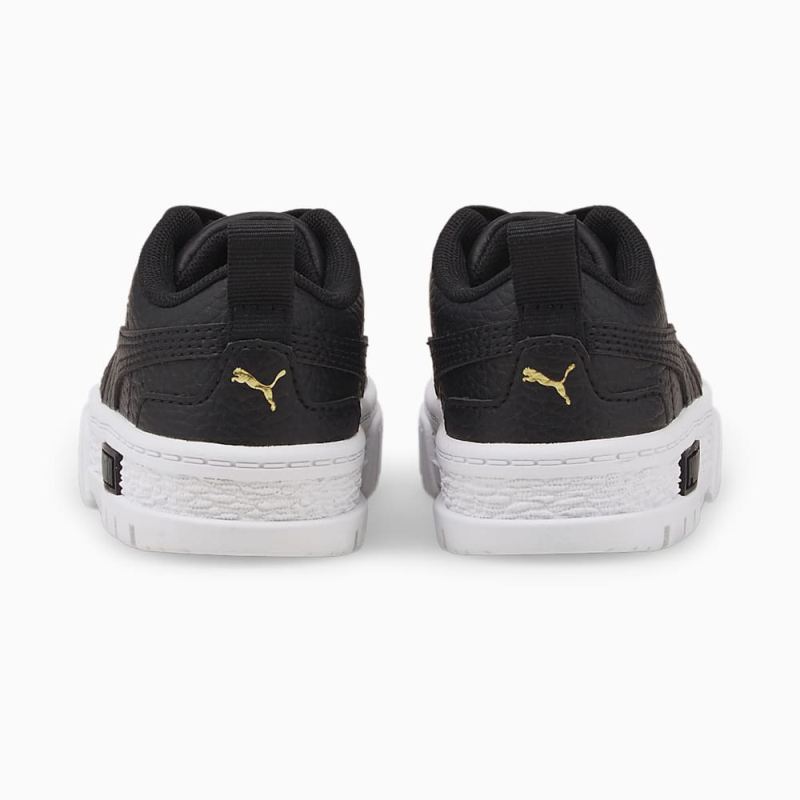 Puma | Girls Mayze Leather Toddler Shoes - Black-Team Gold