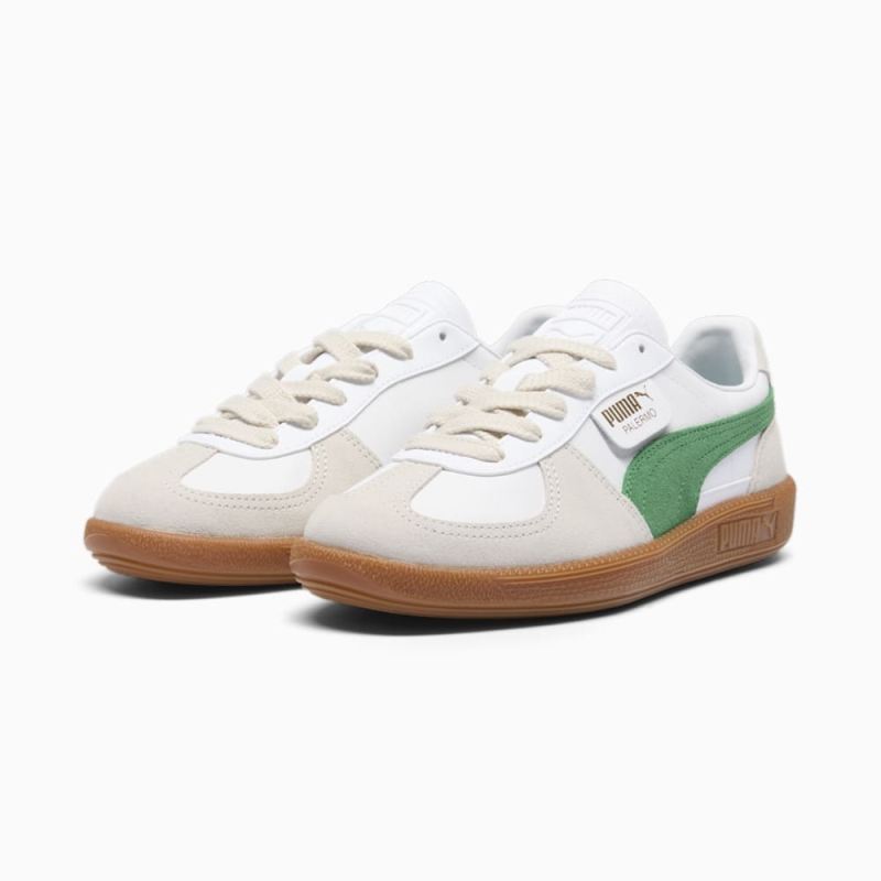 Puma | Women's Palermo Leather Sneakers - White-Vapor Gray-Archive Green