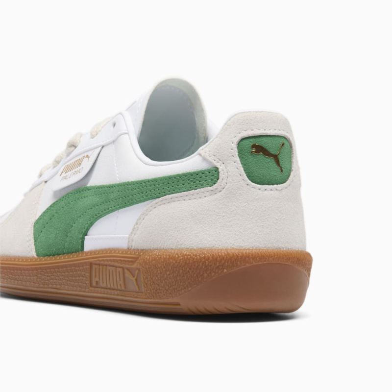 Puma | Women's Palermo Leather Sneakers - White-Vapor Gray-Archive Green