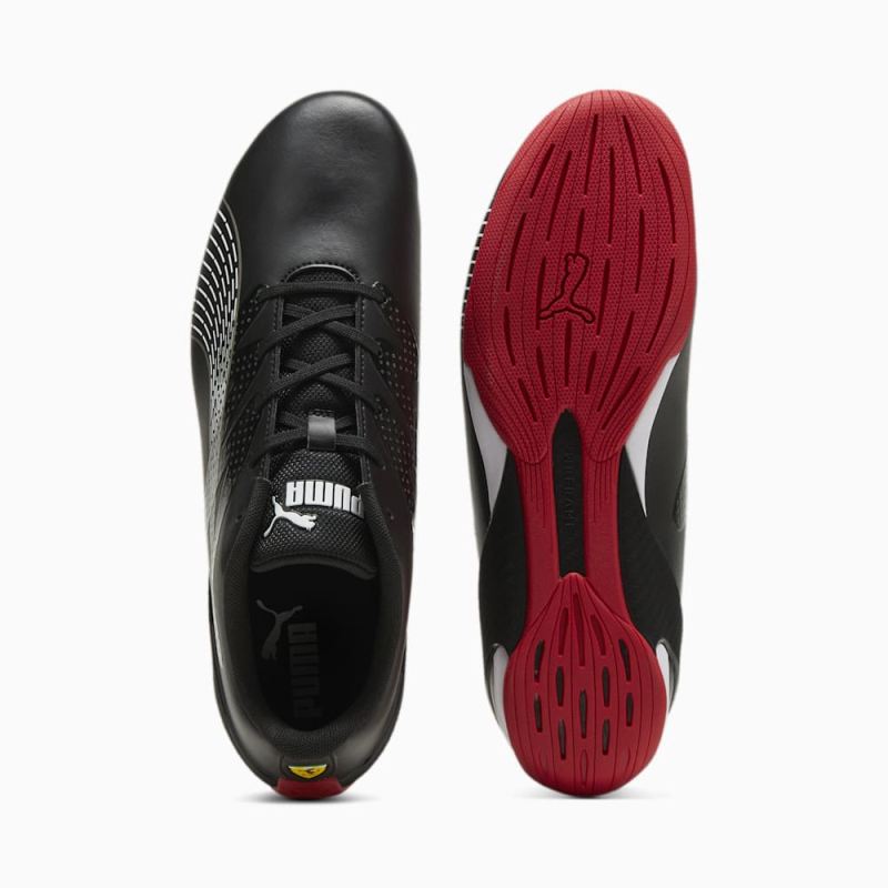 Puma | Men's Scuderia Ferrari Carbon Cat Driving Shoes - Black-White-Rosso Corsa