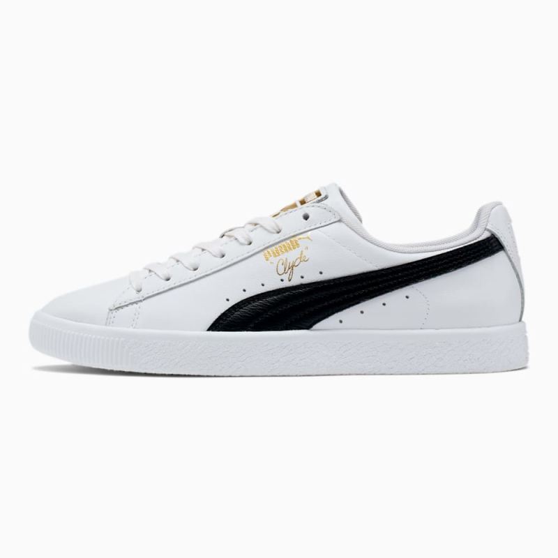 Puma | Men's Clyde Core Foil Sneakers - White-Black-Team Gold