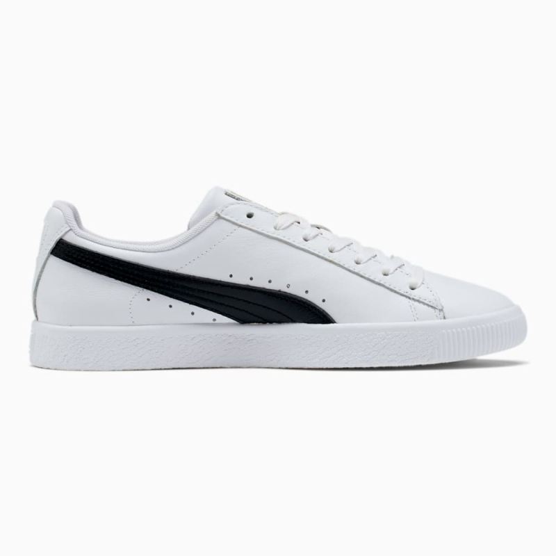 Puma | Men's Clyde Core Foil Sneakers - White-Black-Team Gold