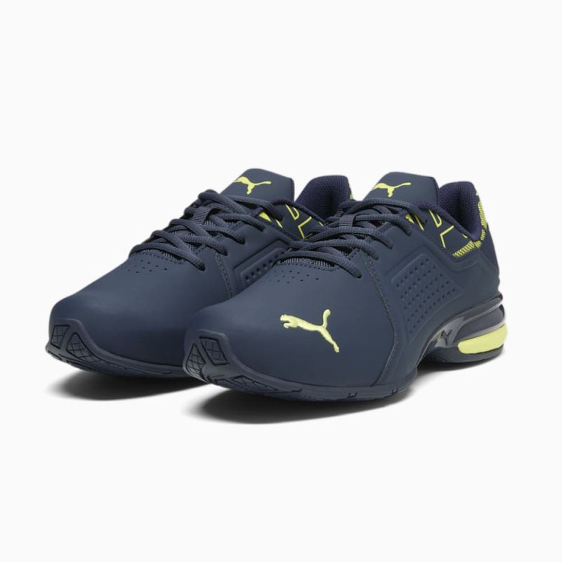 Puma | Men's Viz Runner Repeat Running Sneakers - Club Navy-Lime Sheen