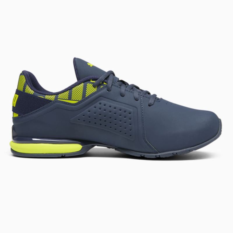 Puma | Men's Viz Runner Repeat Running Sneakers - Club Navy-Lime Sheen