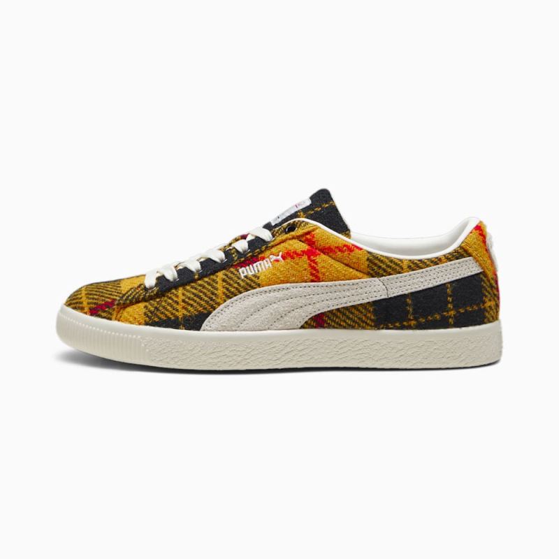 Puma | Men's Suede VTG Harris Tweed Sneakers - Frosted Ivory-Yellow - Click Image to Close