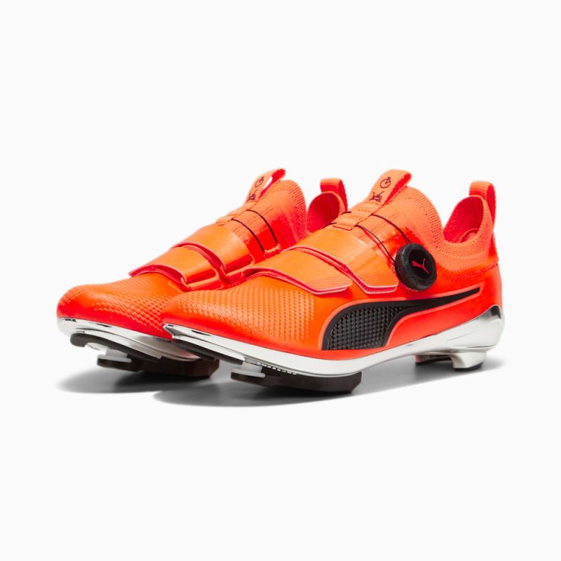 Puma | Men's PWRSPIN Indoor Cycling Shoes - Ultra Orange-Black