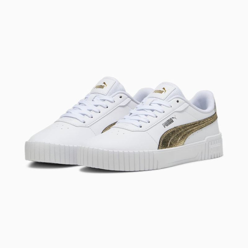 Puma | Women's Carina 2.0 Metallic Shine Sneakers - White-Gold-Silver