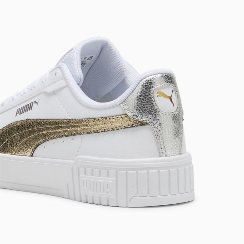 Puma | Women's Carina 2.0 Metallic Shine Sneakers - White-Gold-Silver