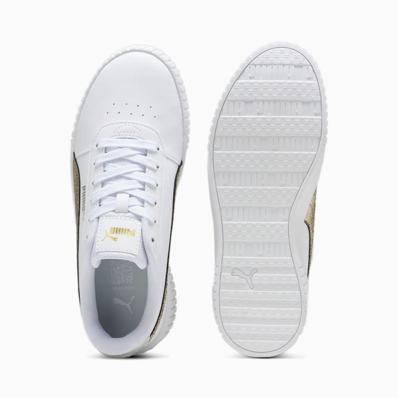 Puma | Women's Carina 2.0 Metallic Shine Sneakers - White-Gold-Silver