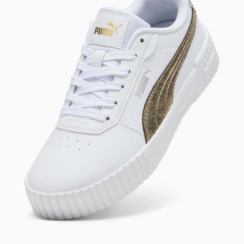 Puma | Women's Carina 2.0 Metallic Shine Sneakers - White-Gold-Silver