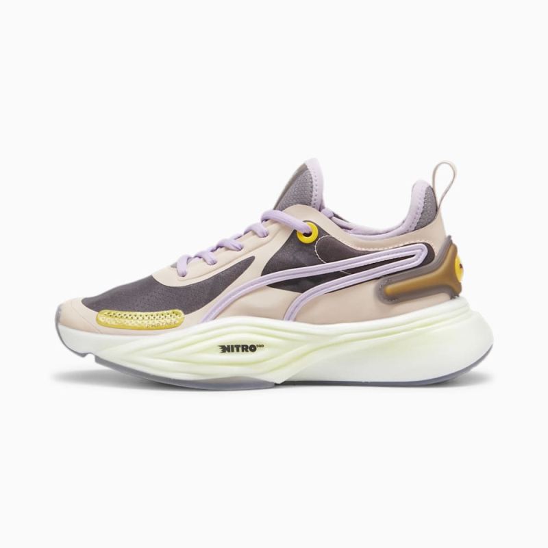 Puma | Women's x lemlem PWR NITRO SQD Training Shoes - Rose Quartz-Yellow Sizzle-Frozen Grape