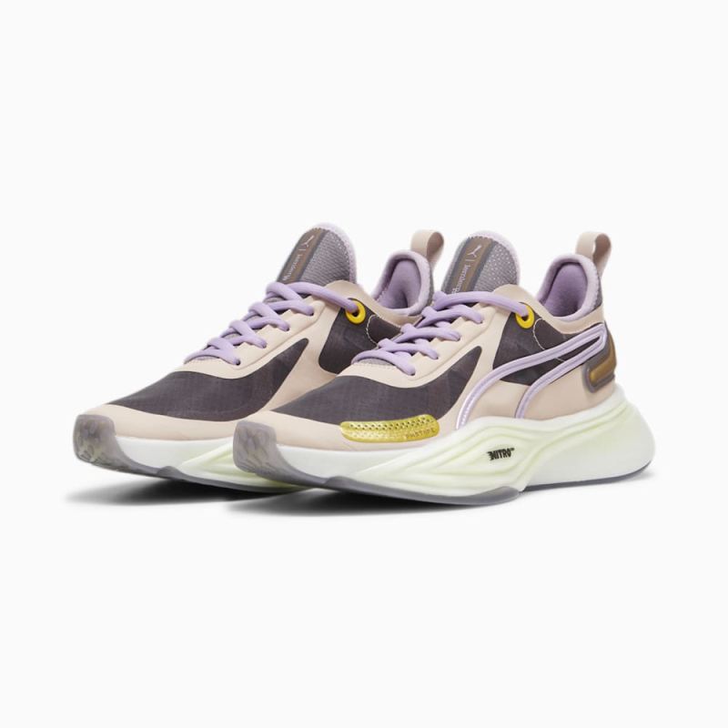 Puma | Women's x lemlem PWR NITRO SQD Training Shoes - Rose Quartz-Yellow Sizzle-Frozen Grape