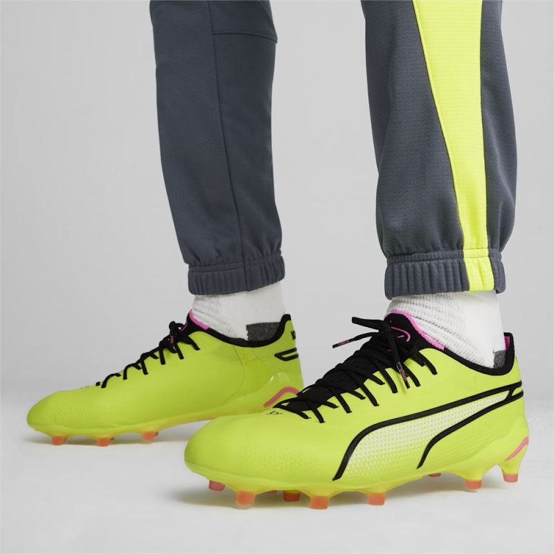 Puma | Men's KING ULTIMATE FG/AG Soccer Cleats - Electric Lime-Black-Poison Pink