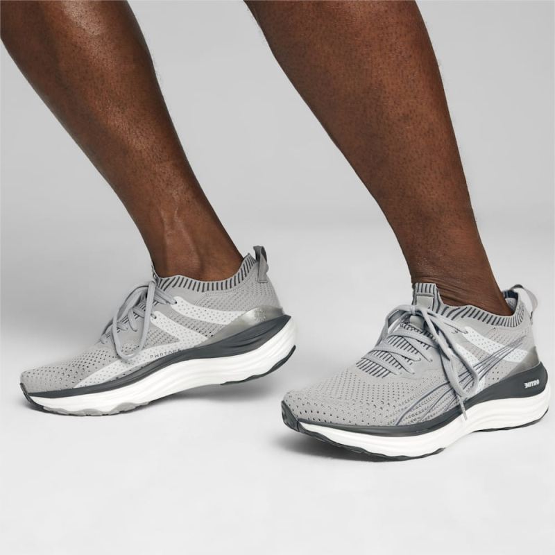 Puma | Men's ForeverRun NITRO Knit Running Shoes - Concrete Gray-Flat Dark Gray