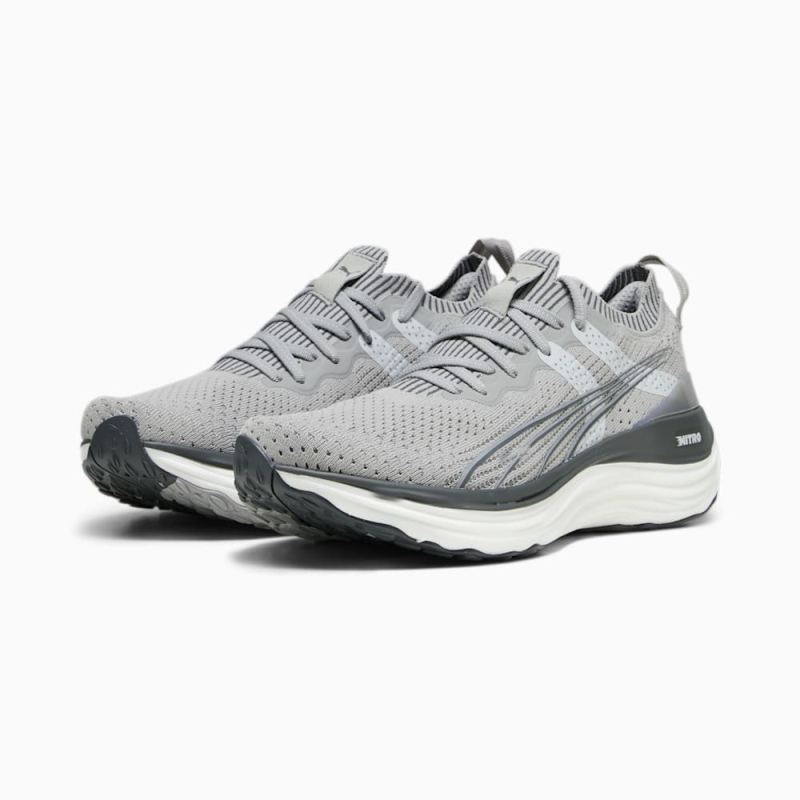 Puma | Men's ForeverRun NITRO Knit Running Shoes - Concrete Gray-Flat Dark Gray