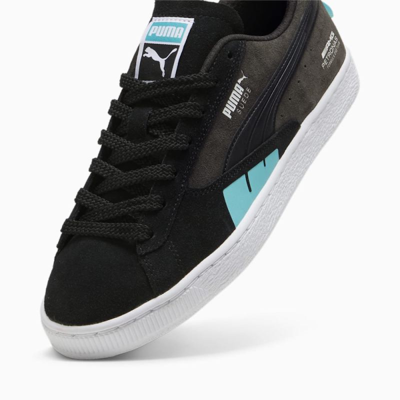 Puma | Men's Mercedes AMG-Petronas F1 Suede Sneakers - Black-Flat Dark Gray-Sheen Green