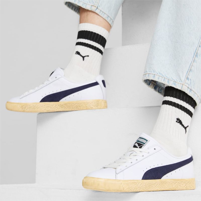 Puma | Men's Clyde Vintage Sneakers - White-Navy