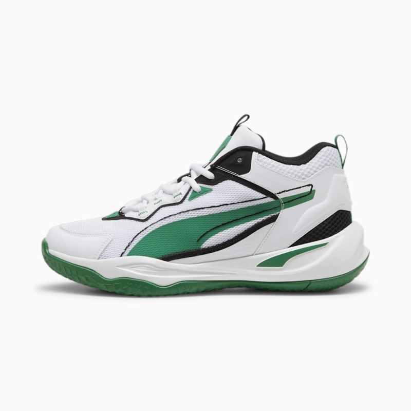 Puma | Men's Playmaker Sneakers - White-Archive Green-Black