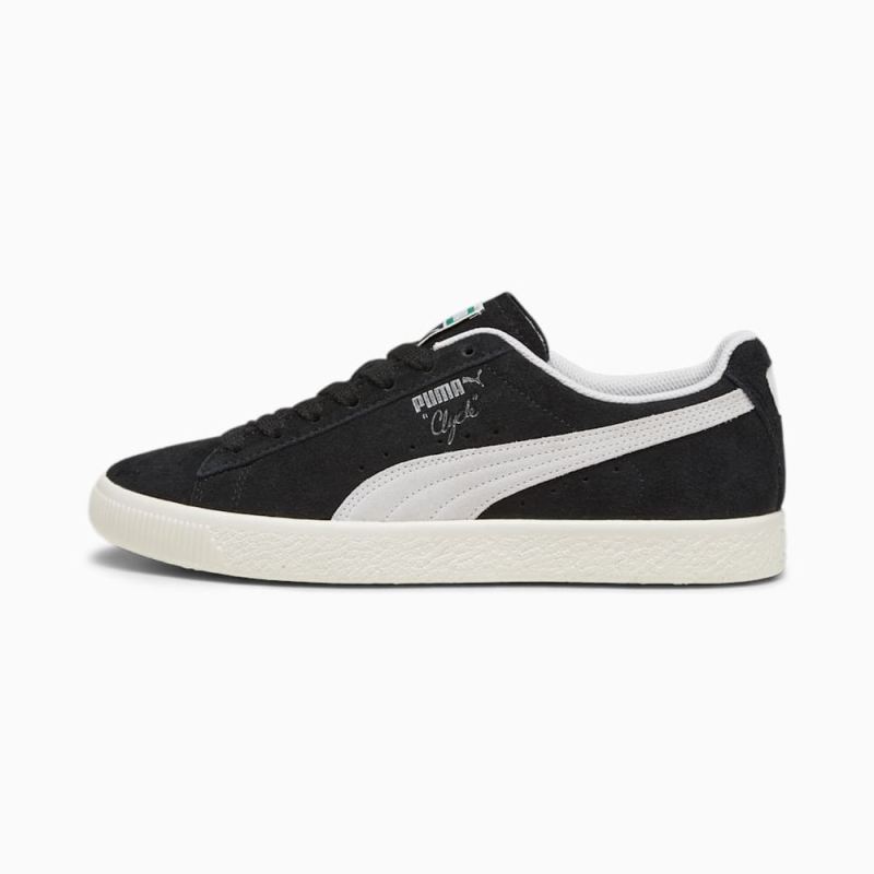 Puma | Men's Clyde Hairy Suede Sneakers - Black-Frosted Ivory