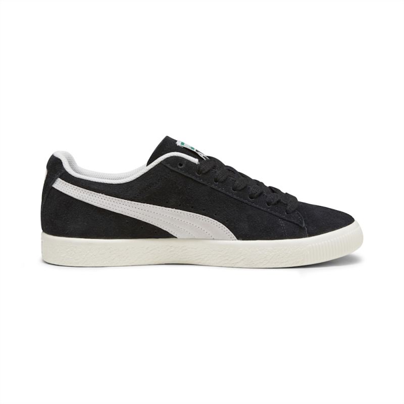 Puma | Men's Clyde Hairy Suede Sneakers - Black-Frosted Ivory