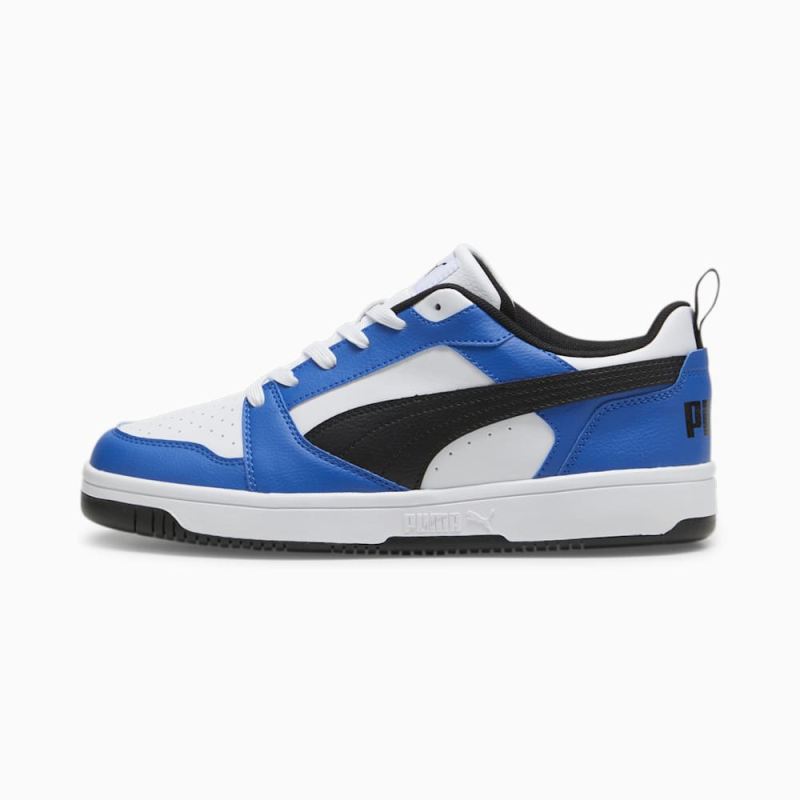 Puma | Men's Rebound V6 Low Sneakers - White-Black-Team Royal