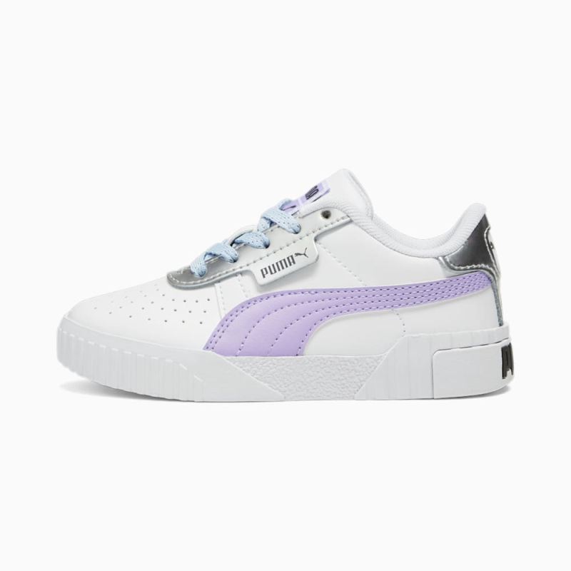 Puma | Girls Cali Frozen Over Little Kids Sneakers - White-Vivid Violet-Silver - Click Image to Close