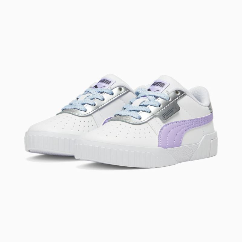 Puma | Girls Cali Frozen Over Little Kids Sneakers - White-Vivid Violet-Silver