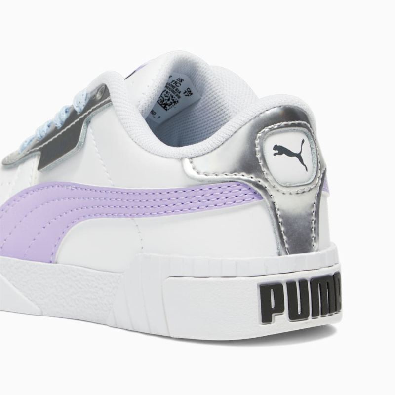 Puma | Girls Cali Frozen Over Little Kids Sneakers - White-Vivid Violet-Silver