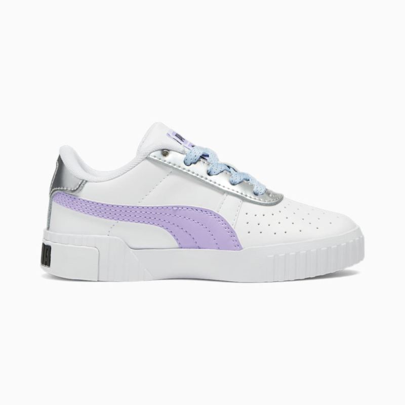 Puma | Girls Cali Frozen Over Little Kids Sneakers - White-Vivid Violet-Silver