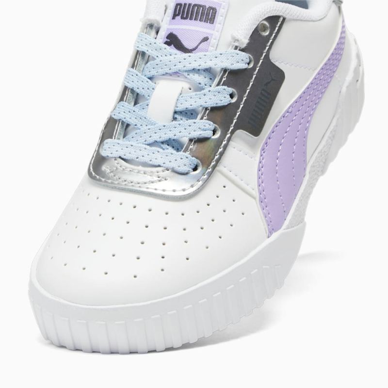 Puma | Girls Cali Frozen Over Little Kids Sneakers - White-Vivid Violet-Silver