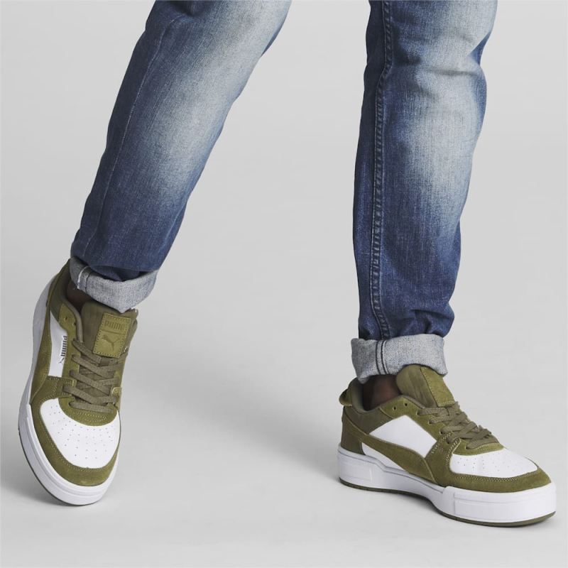 Puma | Men's CA Pro Quilt Sneakers - White-Olive Drab