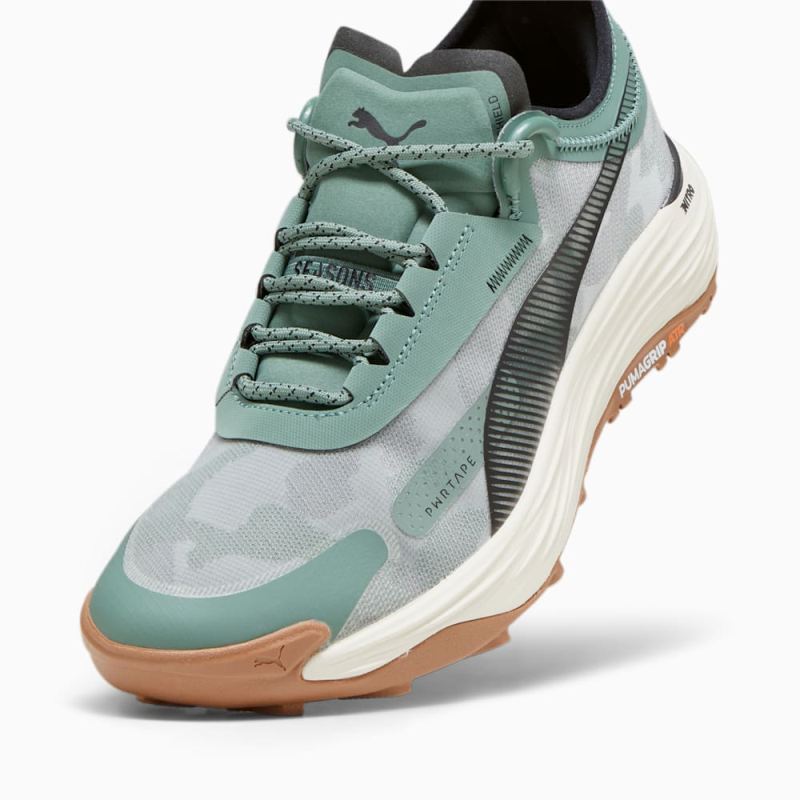 Puma | Men's SEASONS Voyage NITRO 3 Running Shoes - Eucalyptus-Alpine Snow-Black