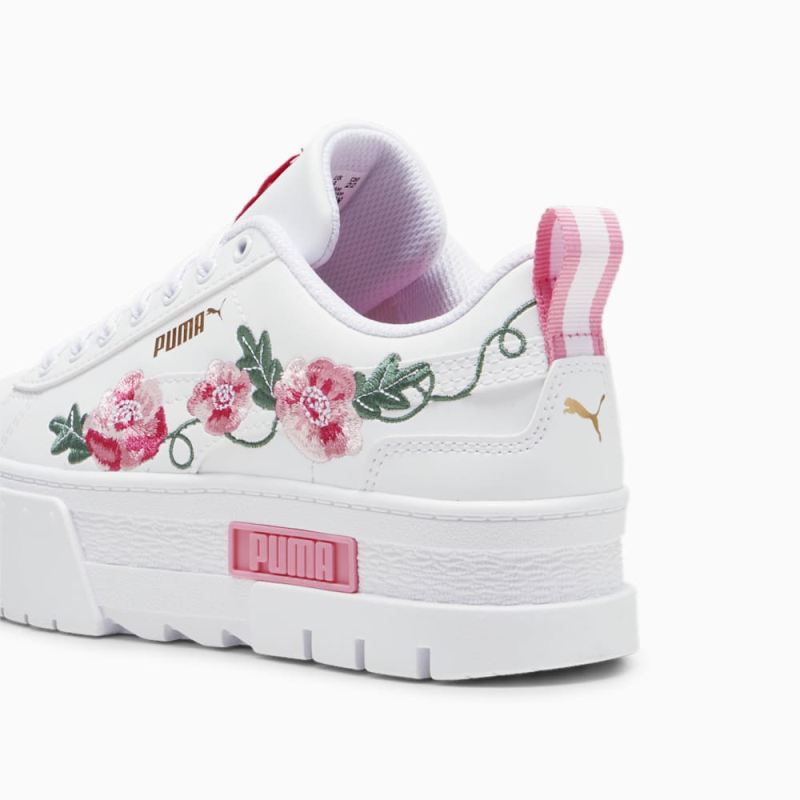 Puma | Girls Mayze Embroidery Big Kids Sneakers - White-Fast Pink-Vine