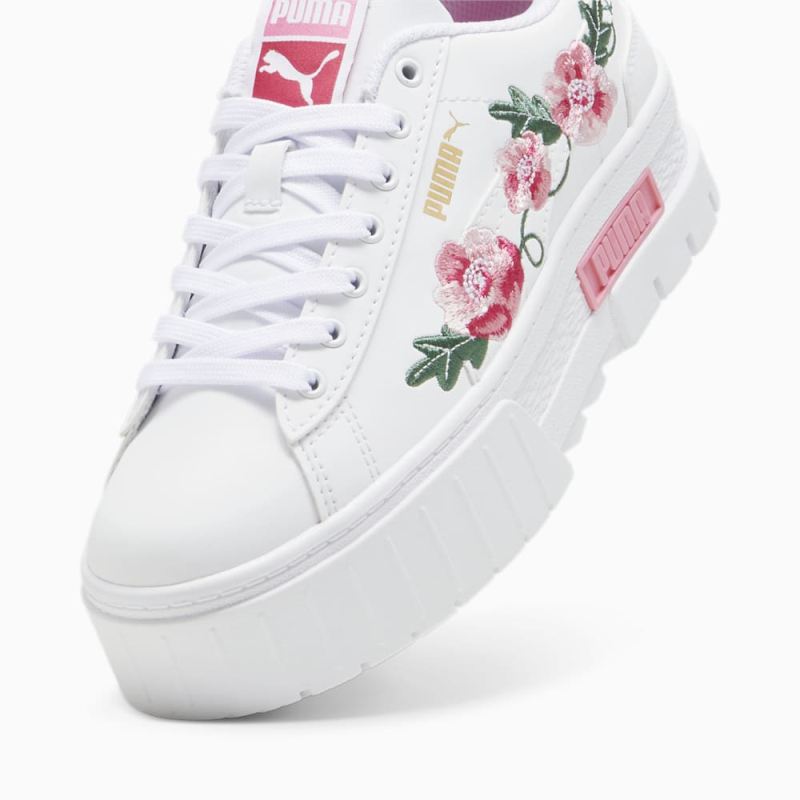 Puma | Girls Mayze Embroidery Big Kids Sneakers - White-Fast Pink-Vine