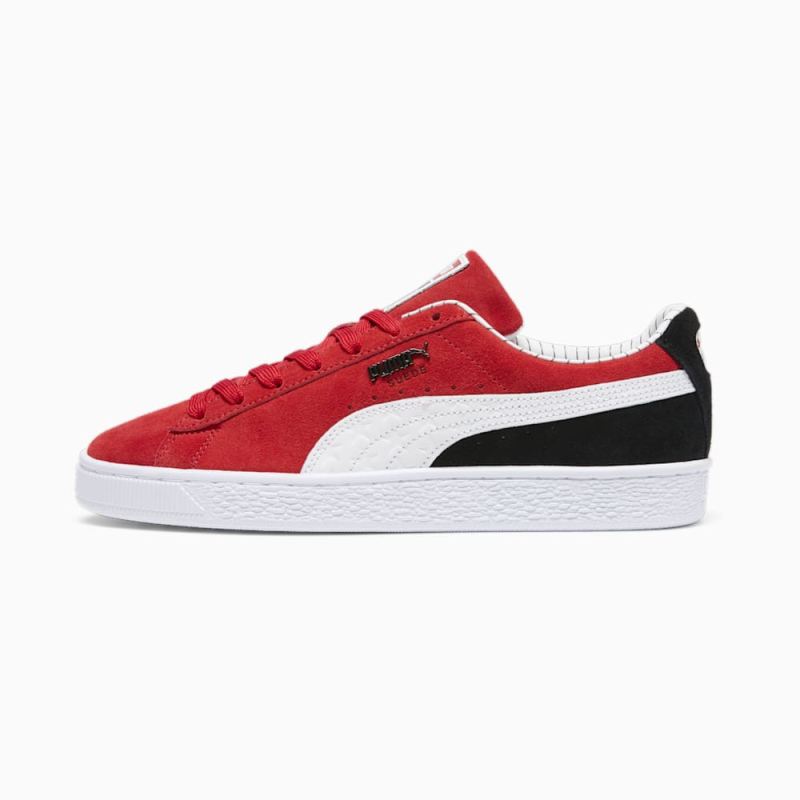 Puma | Men's Suede Pinstripe Sports Club Sneakers - For All Time Red-White-Black - Click Image to Close