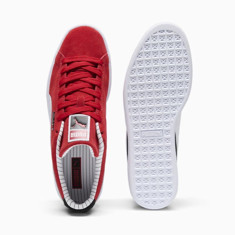 Puma | Men's Suede Pinstripe Sports Club Sneakers - For All Time Red-White-Black